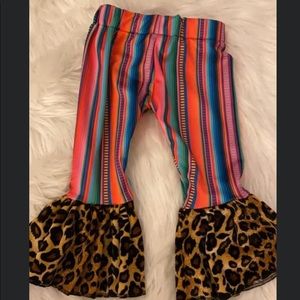 Newborn - 6 m baby bell bottoms cheetah + rainbow
